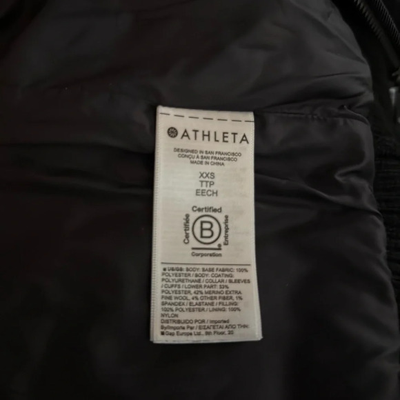 ATHLETA Hanover Hybrid Black Puffer Jacket Size XXS Full‎ Zip - Picture 8 of 8